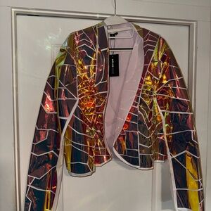 Iridescent Women's Blazer with Geometric Design
